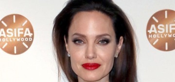 Angelina Jolie wore silver Versace & red lips to the Annie Awards: lovely or meh?
