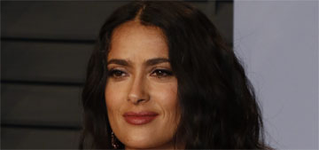 Salma Hayek in Gucci’s collab with Dapper Dan at the VF Oscar party: party pajamas?