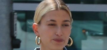What in acid-washed-denim ’80s hell is Hailey Baldwin wearing now?