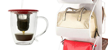 Household organizing products including a hanging handbag organizer & clear storage