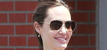Angelina Jolie stepped out in another sack dress & picked up another bunny at Petco