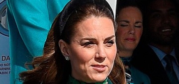 Duchess Kate is keen in green for the Cambridges’ arrival in Ireland