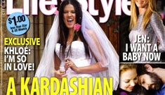 Khloe Kardashian on the cover of Life & Style in her wedding dress
