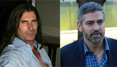 George Clooney and Fabio in pushing match