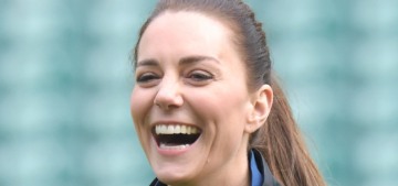 Duchess Kate stepped out at Twickenham Stadium to ‘train’ with rugby players