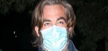 Chris Pine was beardy, furry & masked at a Prada event: hot or extremely hot?