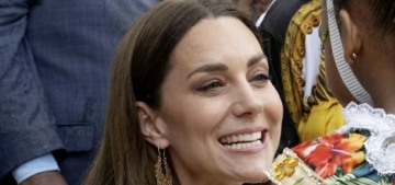 Duchess Kate wore green Self Portrait in Nassau, then played around on a boat