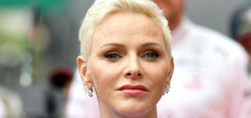 Princess Charlene wore a Terrence Bray jumpsuit to the Monaco Grand Prix