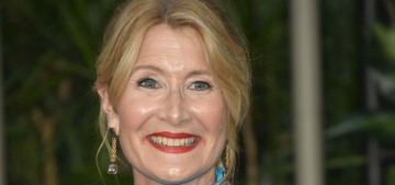Laura Dern looked delightfully awful in an orange & turquoise Prada