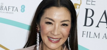 BAFTAs: Michelle Yeoh wore a Dior tux, dripped in diamonds & pink sapphires
