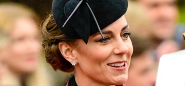 Princess Kate wore a red McQueen coat & a leek brooch for St. David’s Day