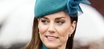 Princess Kate wore a new Catherine Walker coat to pass out shamrocks
