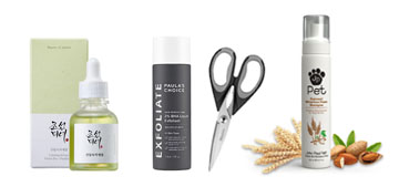 A foaming dry shampoo for your dog, privacy film and kitchen scissors