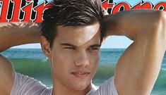 Taylor Lautner in a wet t-shirt on the cover of Rolling Stone