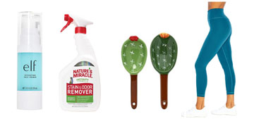 An enzymatic stain remover, comfortable leggings and a steam cleaner