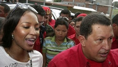 Hugo Chavez offers to pose topless for Naomi Campbell