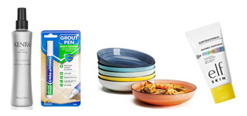 Colorful pasta bowls, a pen to restore grout and a cozy robe