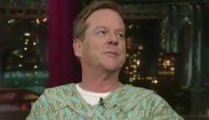 Kiefer Sutherland is still crazy, wore a dress on ‘The Late Show’