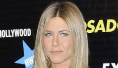 Jennifer Aniston wears another vadge-flasher dress in Madrid