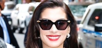 Anne Hathaway looked fantastic in a Michael Kors leopard-print coat in NYC