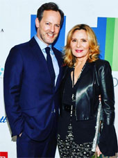 Kim Cattrall with her boyfriend at an event via Instagram